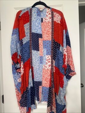 Ariat Patchwork Floral Kimono - Patriotic
